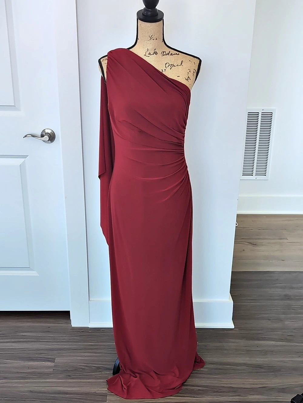 Lauren Ralph Lauren One-Shoulder Draped Evening Gown Red Size 12